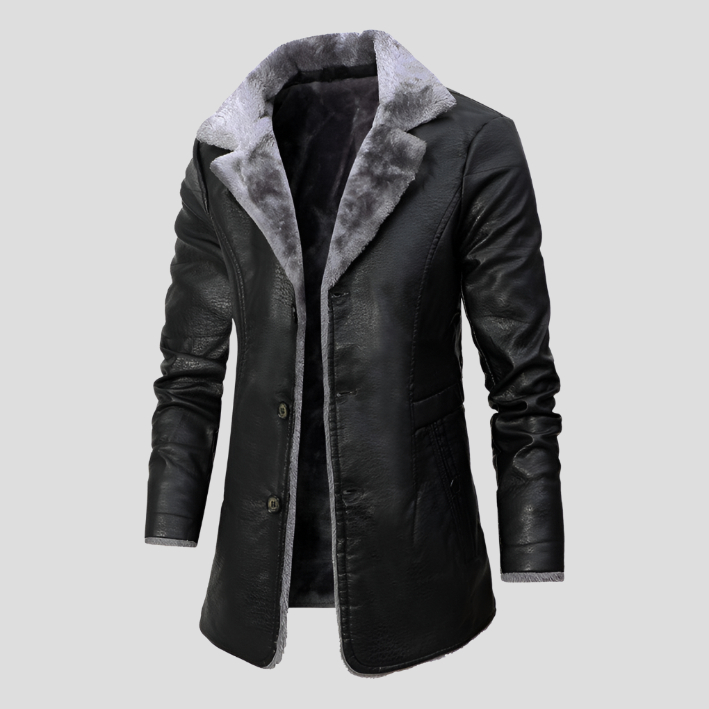 Warm Faux Fur Lined Leather Jacket - Olytrend