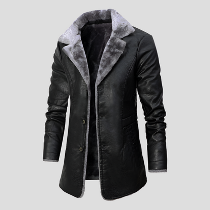 Warm Faux Fur Lined Leather Jacket - Olytrend