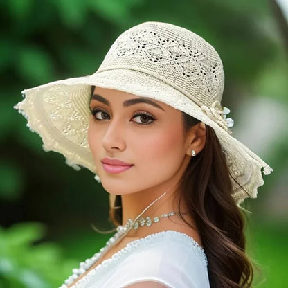 Chic Floral Wide Brim Sun Hat - Olytrend