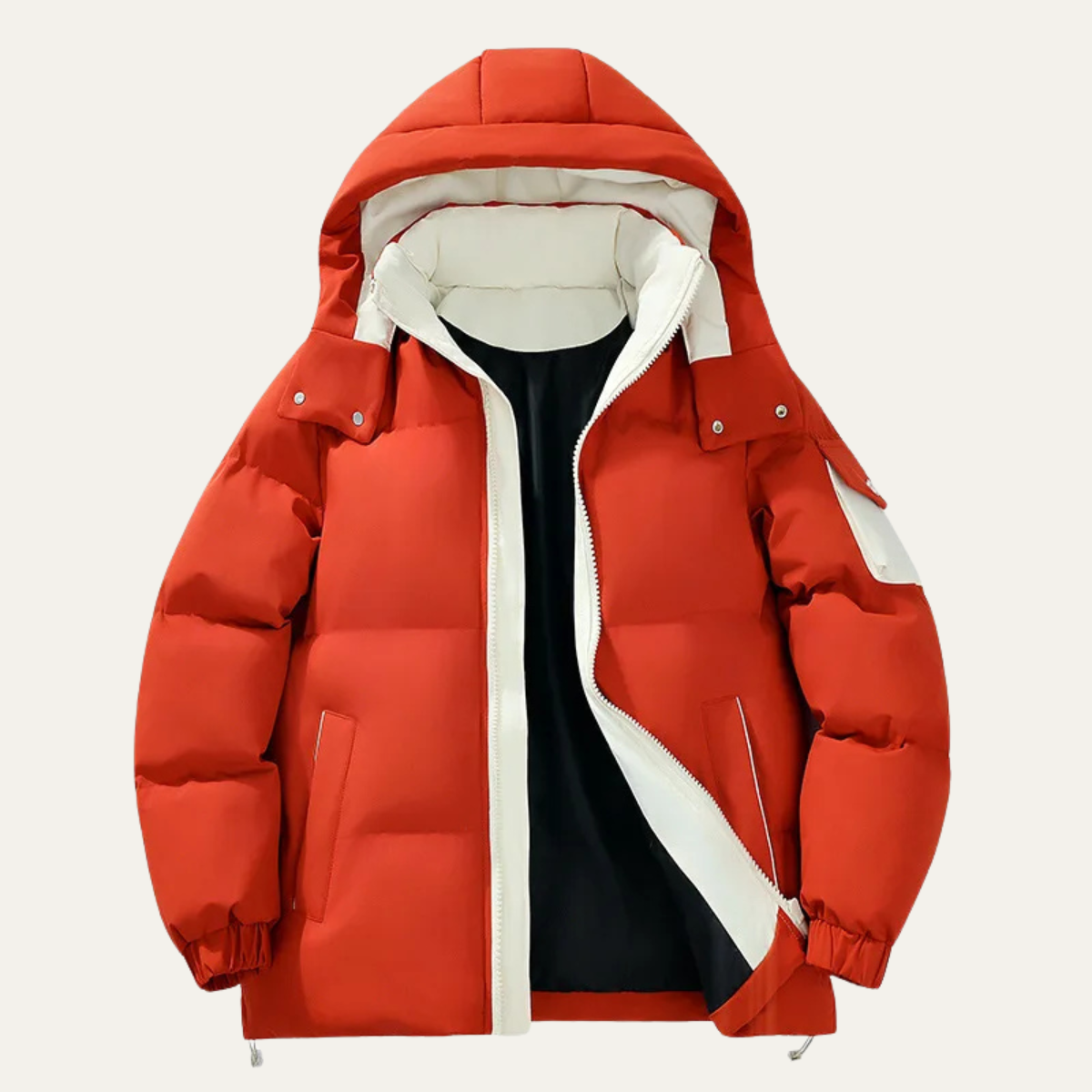 Warm Men's Puffer Snow Jacket with High Collar