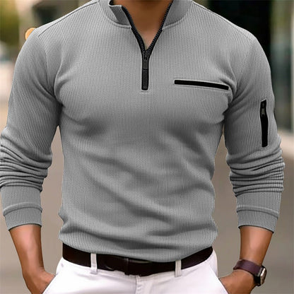 Casual Zip Up Long Sleeve Mens Shirt