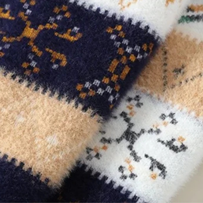 Warm Nordic Pattern Men's Fleece Crew Sweater