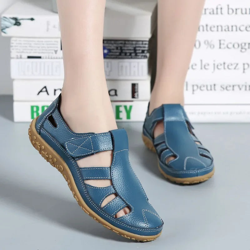 Casual summer leather sandals for women