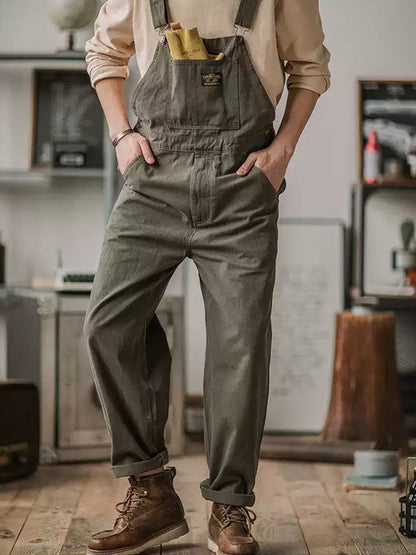 Unisex vintage-inspired canvas overalls