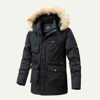 Warm Men's Waterproof Down Parka with Multiple Pockets