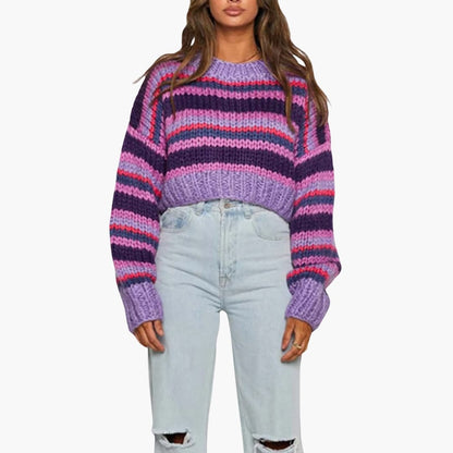 Women's Cozy Striped Crew Neck Sweater