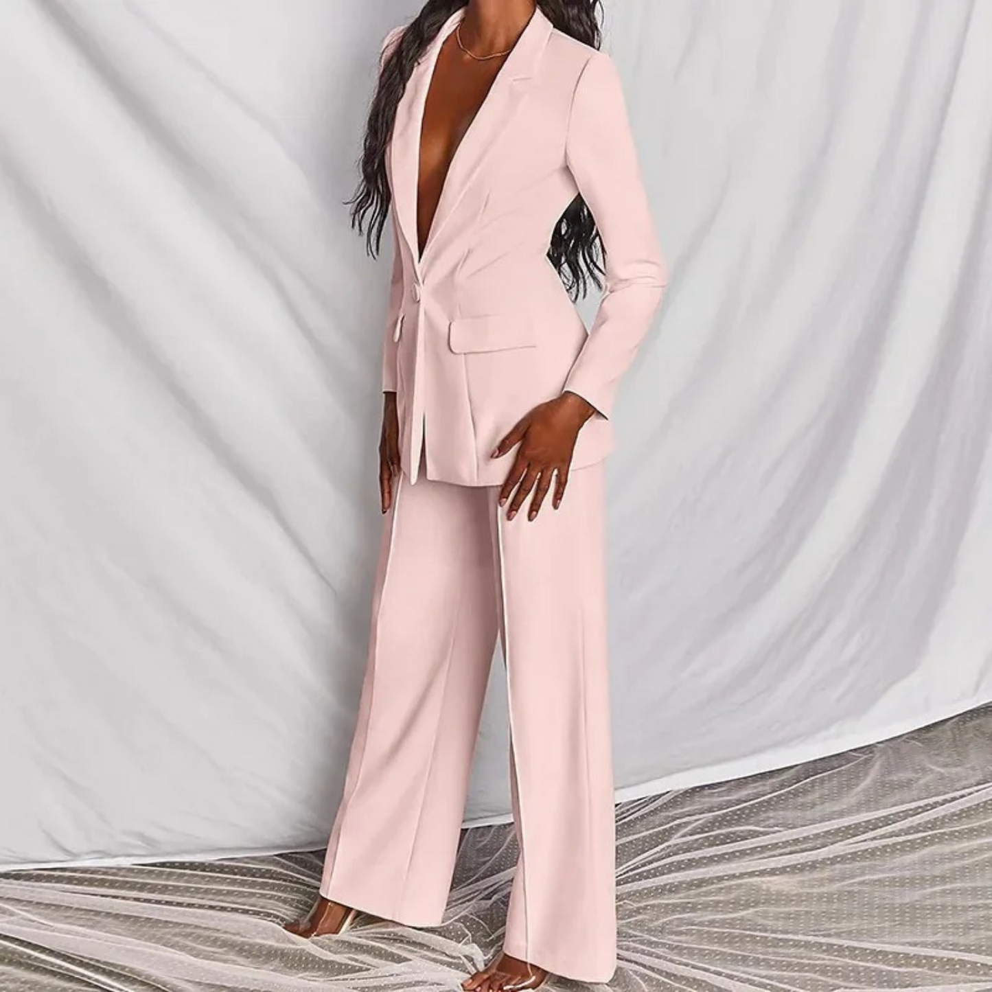 Women's Bina Blazer and Pants Set, Long Sleeve