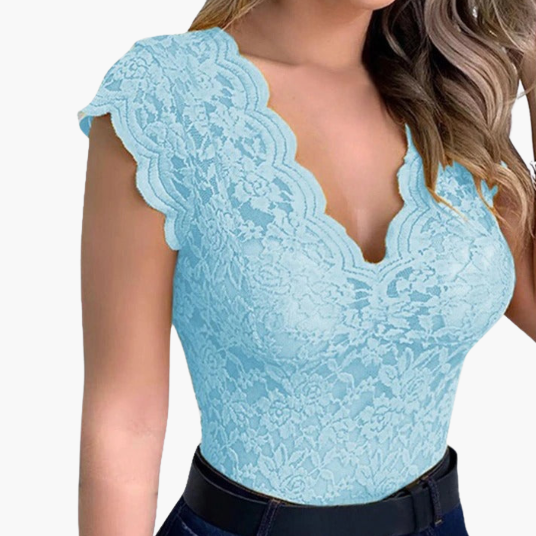 Women's Elegant Floral Lace Bodysuit Top