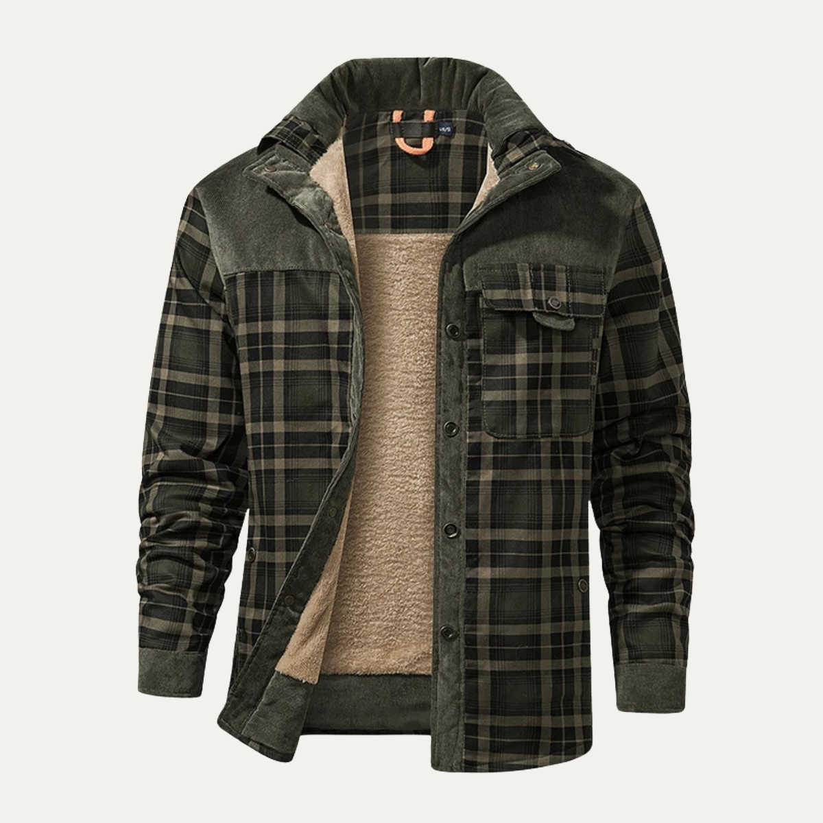 Warm Plaid Multi Pocket Men's Flannel Jacket