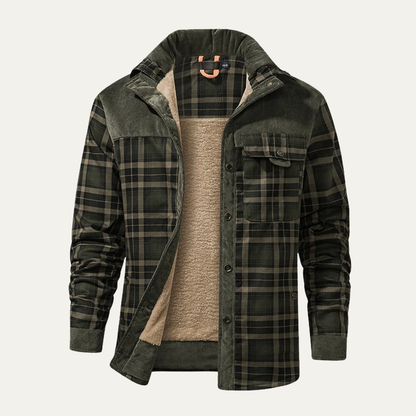Warm Plaid Multi Pocket Men's Flannel Jacket