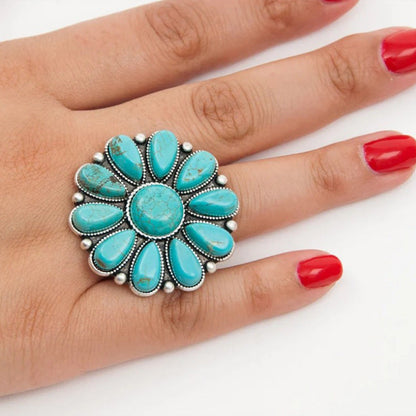 Blue Floral Fashion Ring