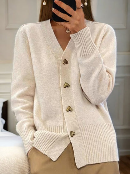 Women's knit cardigan with heart buttons | Regular fit