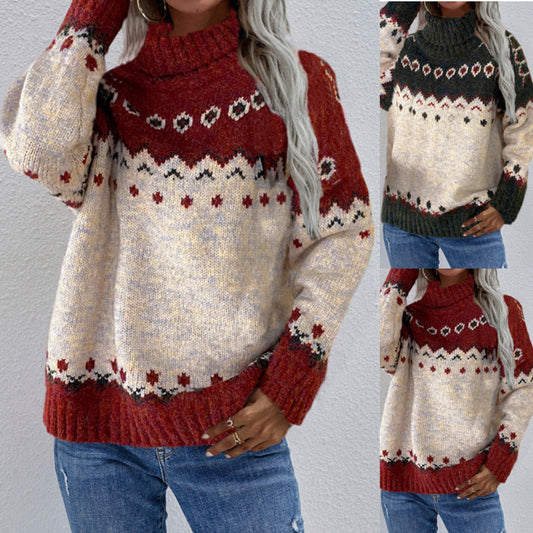 Warmer knitted sweater in Norwegian style