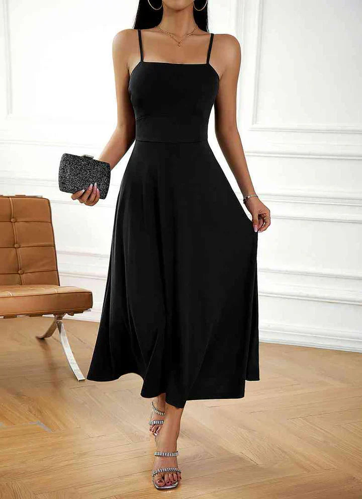Beige midi swing dress in Julia style