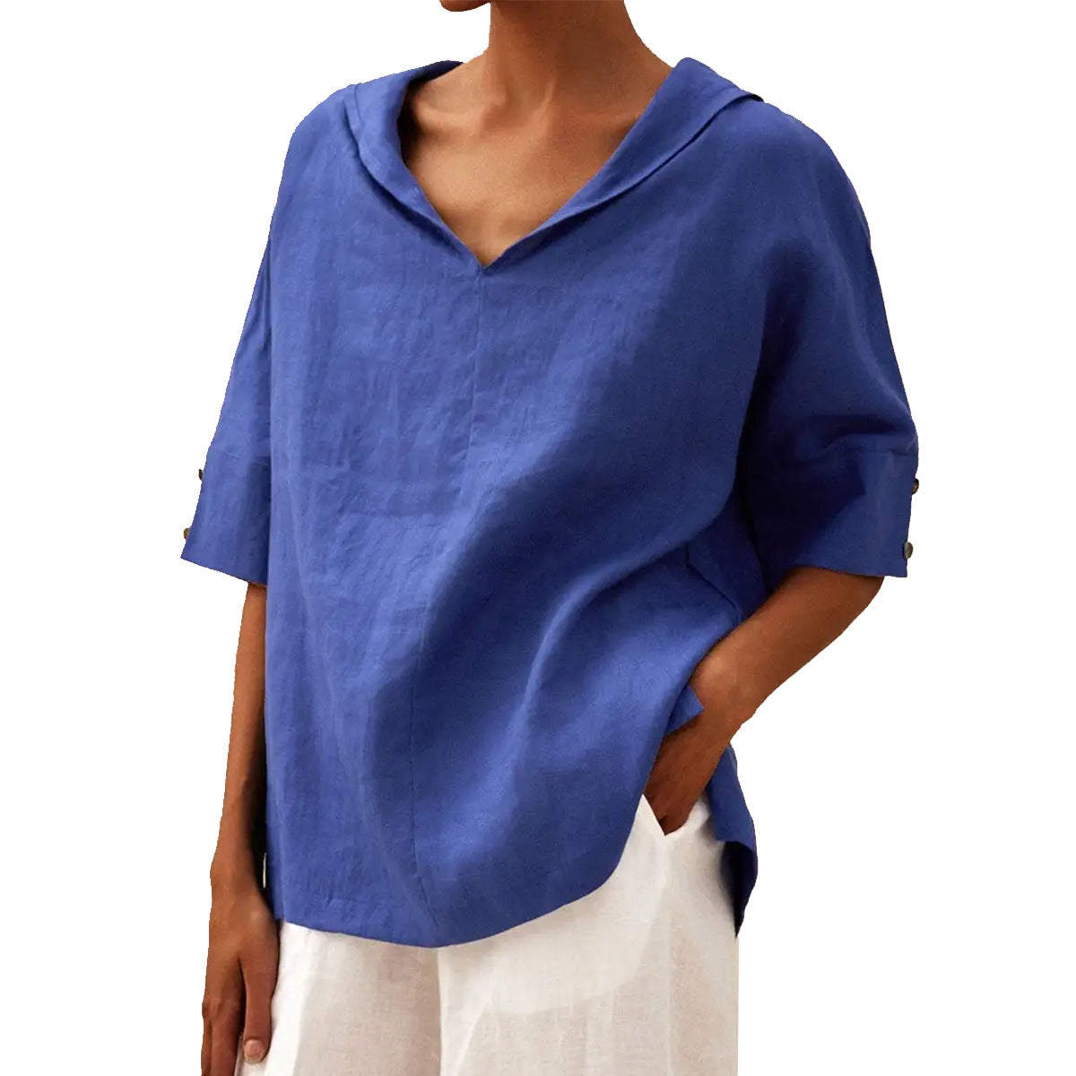Women's Casual V-Neck Half-Sleeve Blouse – Casual Everyday Fashion with Modern Cut