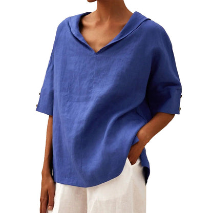 Women's Casual V-Neck Half-Sleeve Blouse – Casual Everyday Fashion with Modern Cut