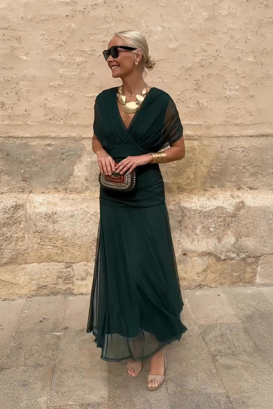 Beautiful V-neck Formal Evening Maxi Dress - Olytrend