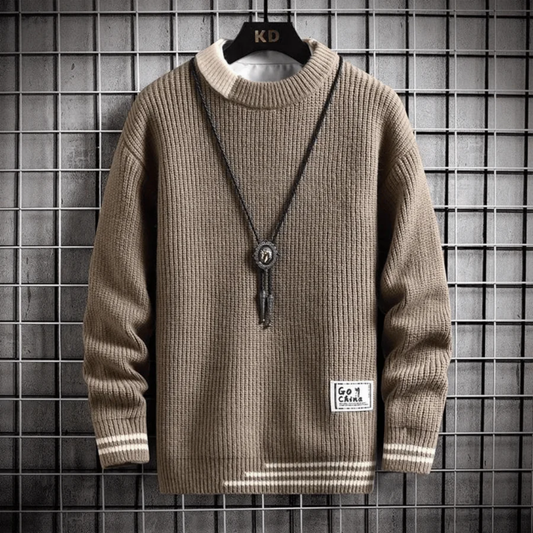 Warm long-sleeve pullover for men | Winter