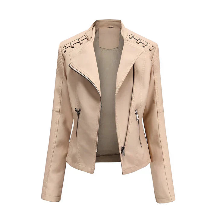 Arline Zippered Leatherette Jacket