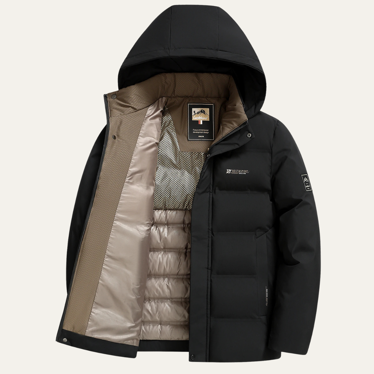 Warm Men's Padded Cotton Parka Jacket with Hood