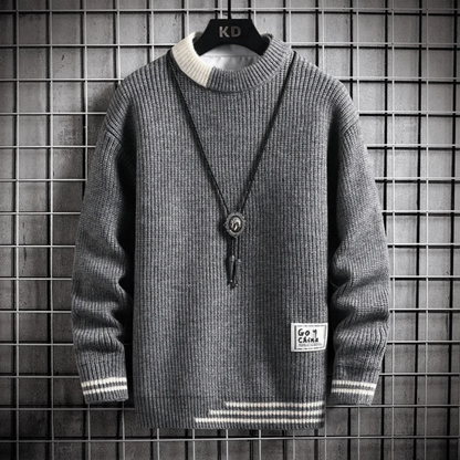 Warm long-sleeve pullover for men | Winter