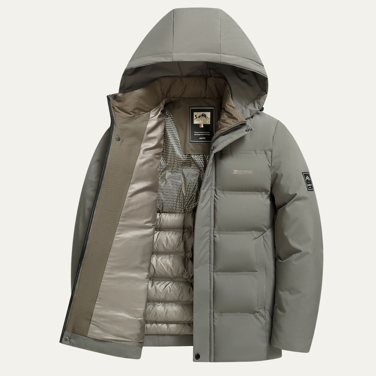 Warm Men's Padded Cotton Parka Jacket with Hood