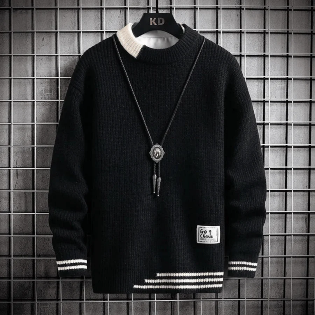 Warm long-sleeve pullover for men | Winter