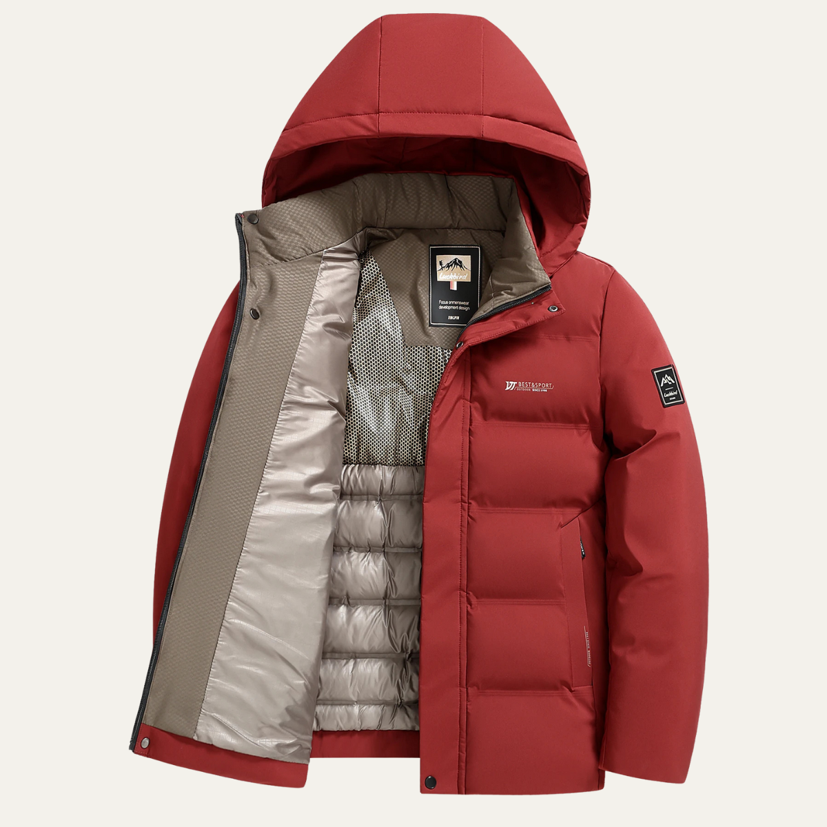 Warm Men's Padded Cotton Parka Jacket with Hood