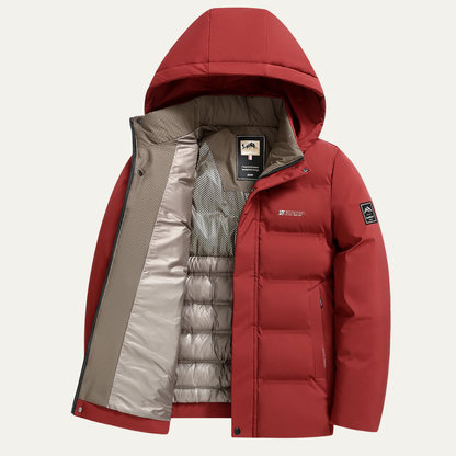 Warm Men's Padded Cotton Parka Jacket with Hood