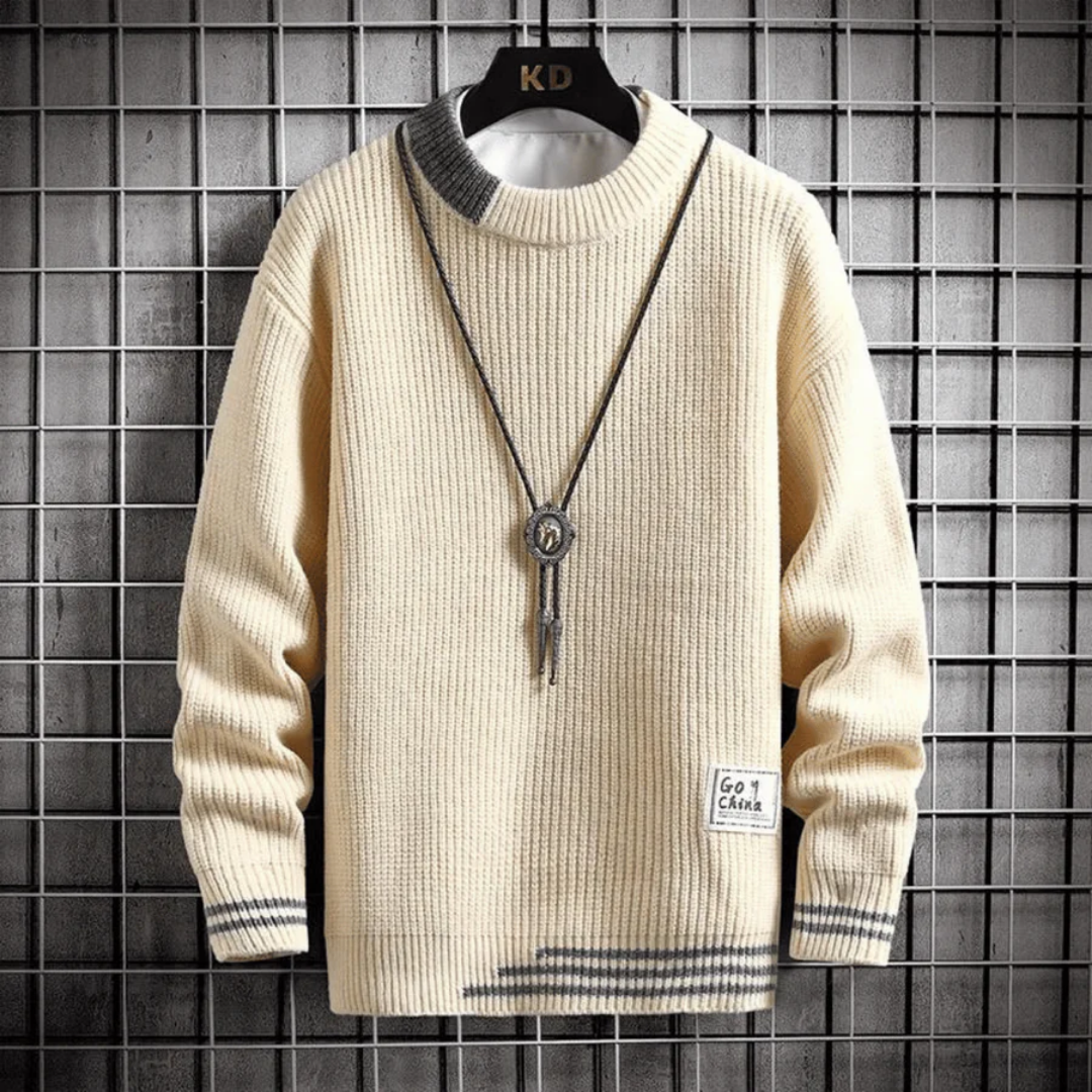Warm long-sleeve pullover for men | Winter