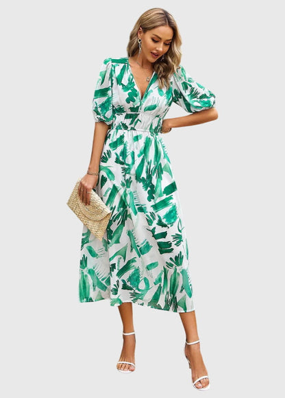 Chic Floral Knee Length Dress