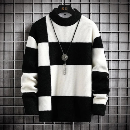 Warm winter pullover with round neck for men | Long sleeves