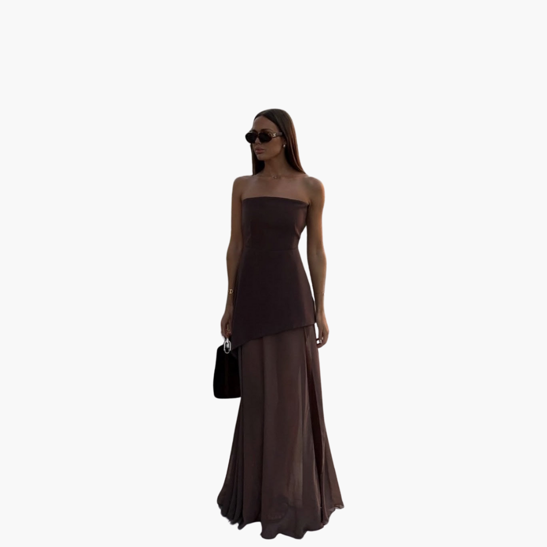 Women's Elegant Long Gown with High Leg Slit