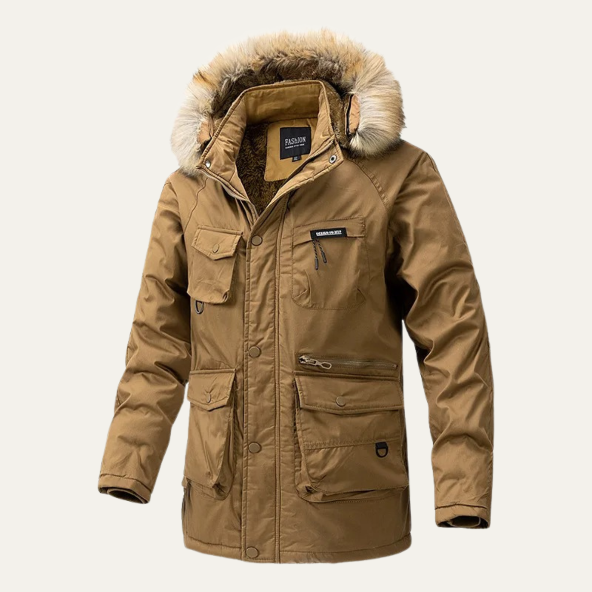 Warm Men's Waterproof Down Parka with Multiple Pockets