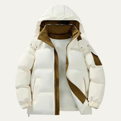 Warm Men's Puffer Snow Jacket with High Collar