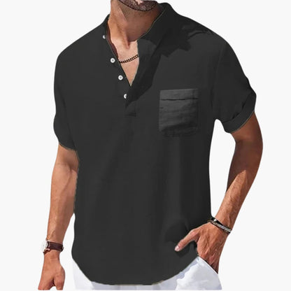 Casual Men's Short Sleeve Button Front Tee