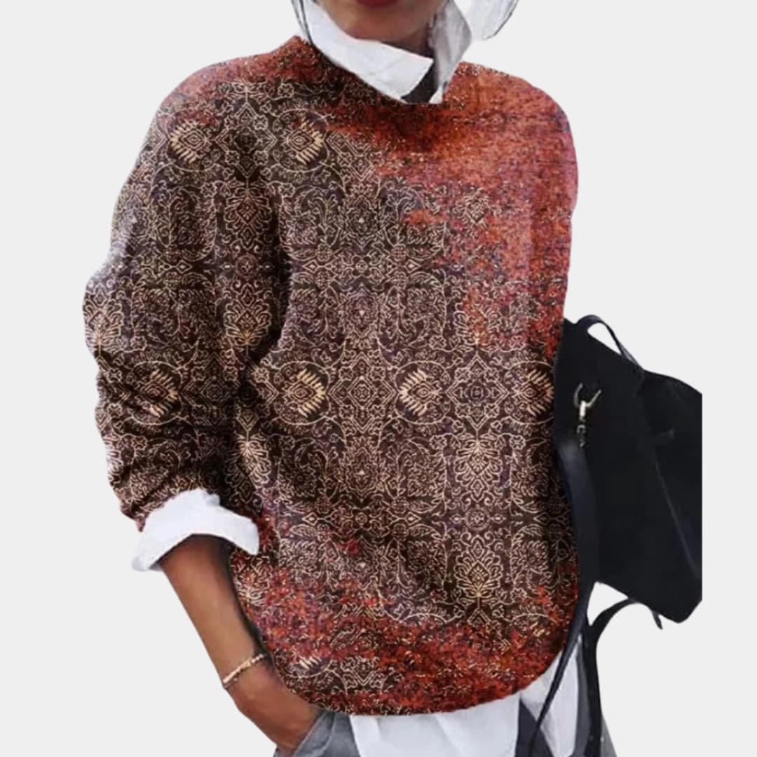 Women's Crew Neck Geometric Sweater