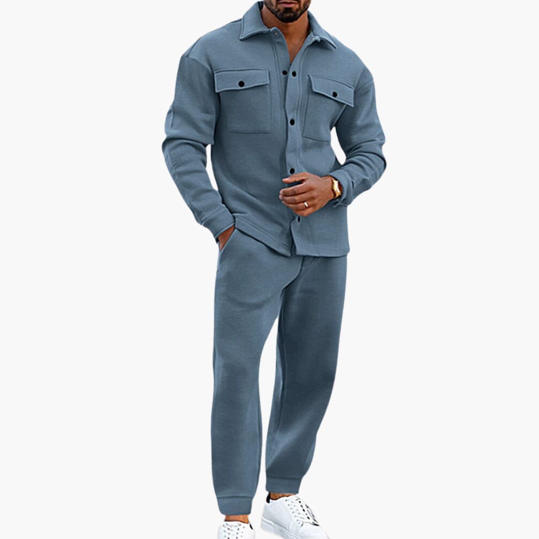 Casual Men's 2-Piece Long Sleeve Shirt Pant Set