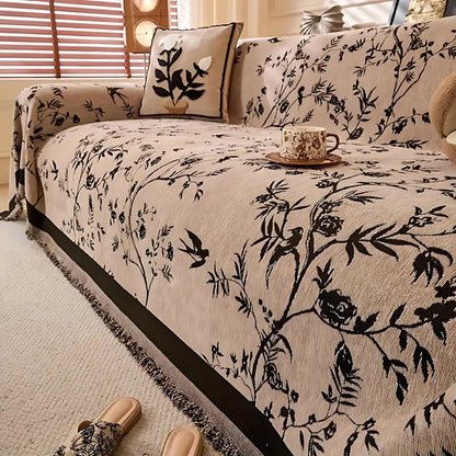 Beautiful Flower Print Blanket with Tassel Edge