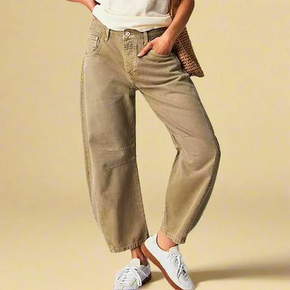 Women's Thea Trousers with Vintage Wash and Knee Stripe Detail