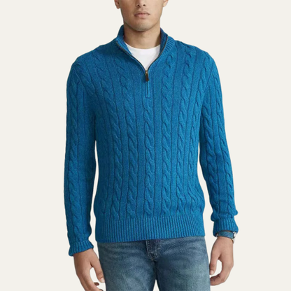 Warm Mens Knit Half Zip Sweater