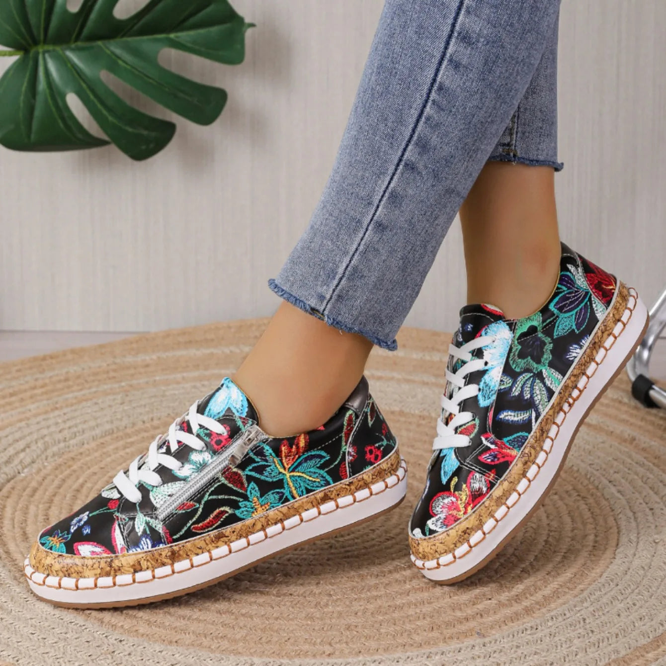 Beautiful Blossom Tie Ankle Shoes for Women