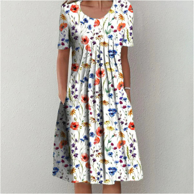 Chic Floral Summer Dress with Pocket Detail - Olytrend