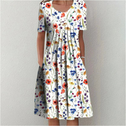 Chic Floral Summer Dress with Pocket Detail - Olytrend