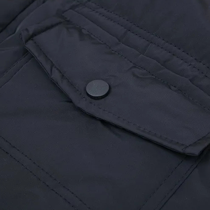 Warm Men's Black Fleece Lined Cotton Parka Jacket
