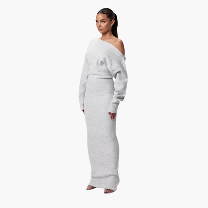 Chic Cold Shoulder Winter Dress for Ladies