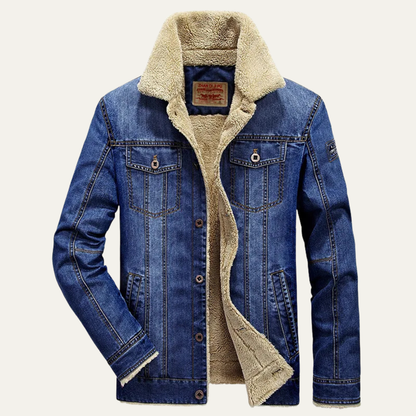 Warm Mens Denim Coat with Sherpa Lining