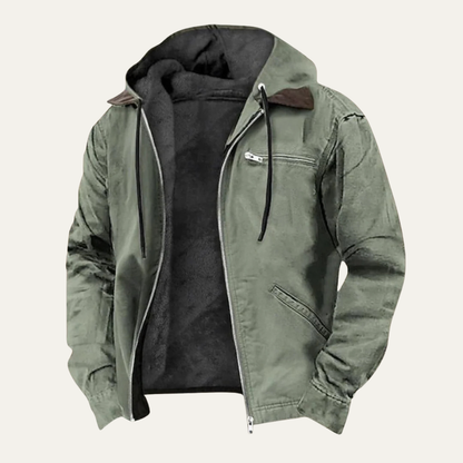Warm Fleece Lined Mens Hooded Winter Coat