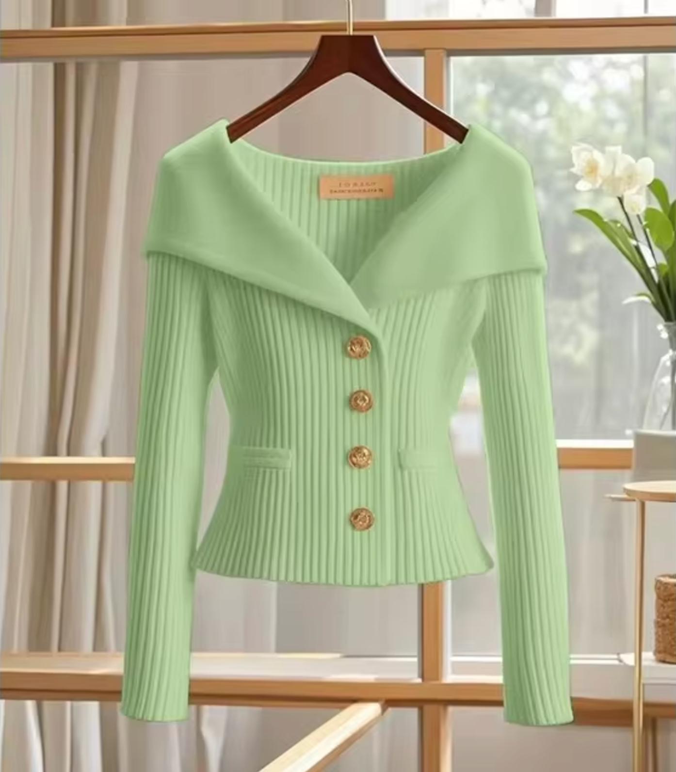 Women's cardigan with buttons and tailored cut | off-shoulder