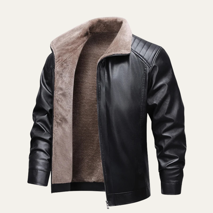 Warm Fleece Lined Men's Leather Coat